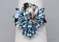 Vintage Blue Topaz Sterling Silver Ring - Size 6.25