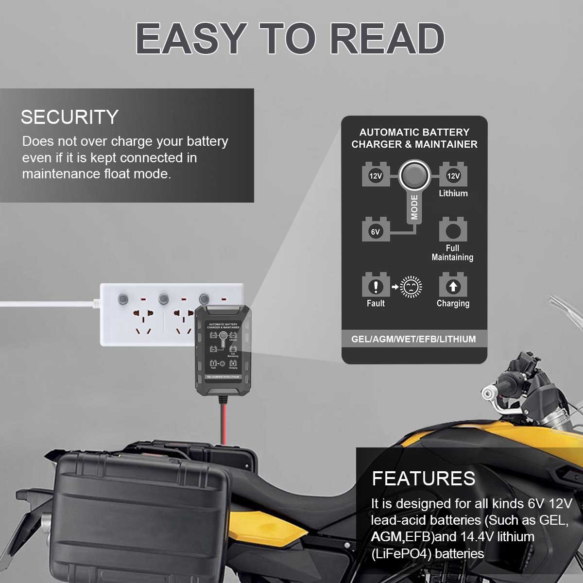 6V/12V LiFePO4 Lithium Battery Charger for RV Off-grid Camper Marine Charger