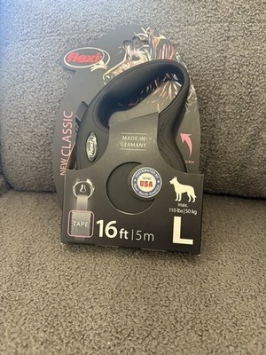 Flexi New Classic Retractable Dog Leash | Large (L) | 16ft Tape | Black | New