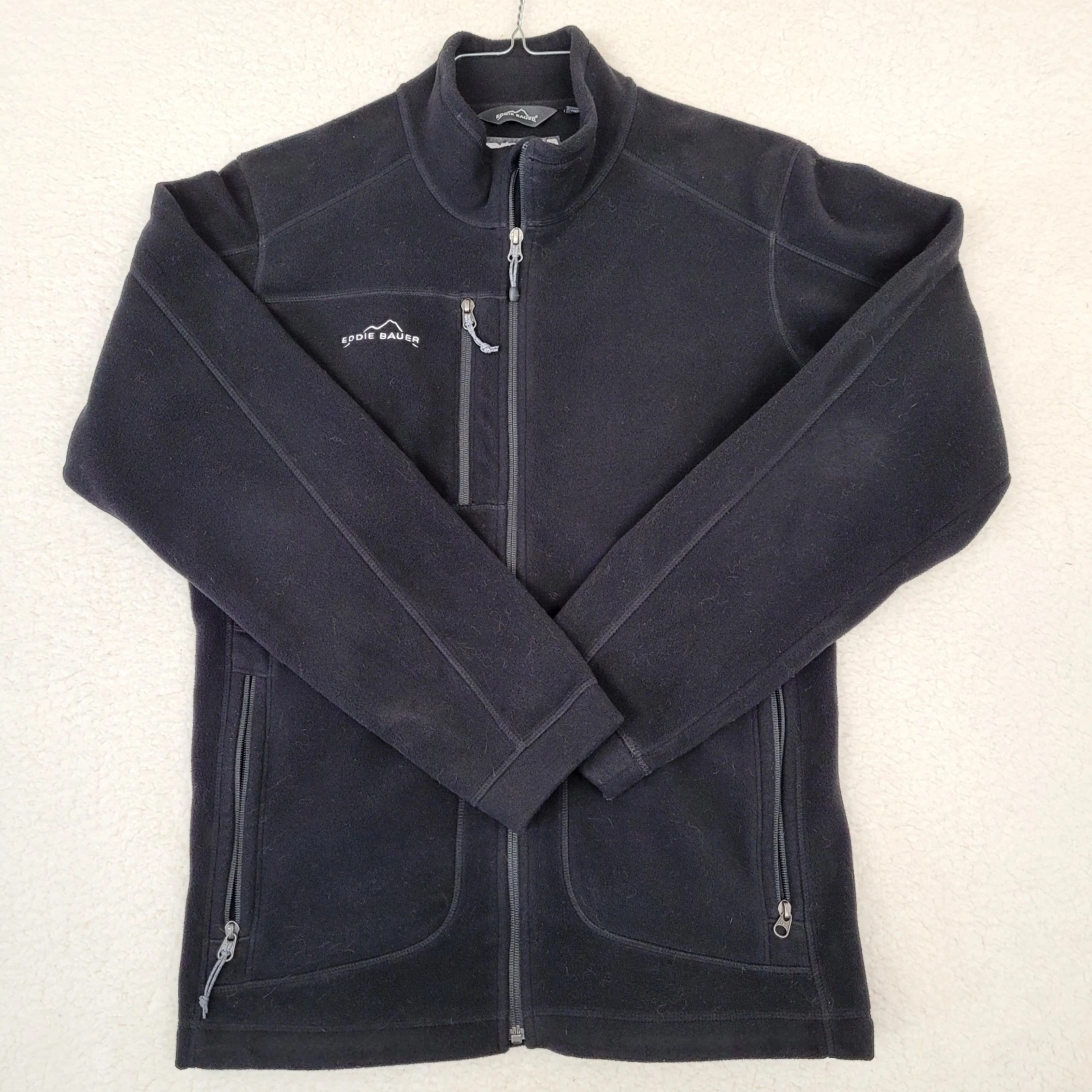 Eddie Bauer - Full-Zip Fleece Jacket - Mens Medium - Black - IDEX Logo
