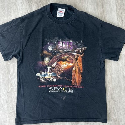 Vintage 90s NASA Mars and Beyond Graphic T-Shirt Mens L Black Tennessee River