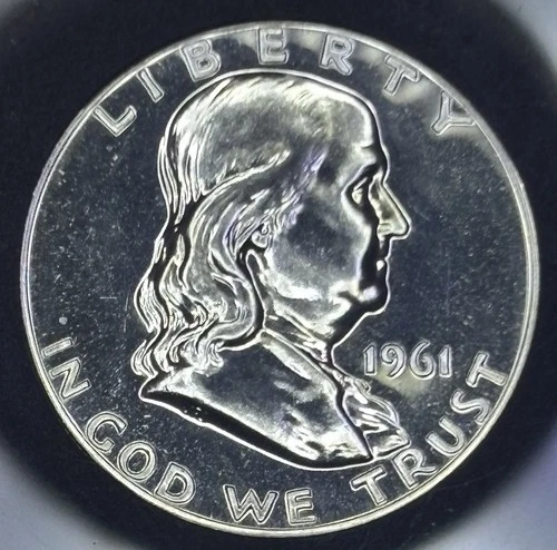 1961 Ben Franklin Half Dollar 90% Silver Proof Beautiful Coin