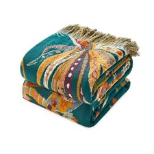 Boho Throw Blanket - 50"x60" Soft Cotton Throw Blanket 50"x60" Throw 22-green