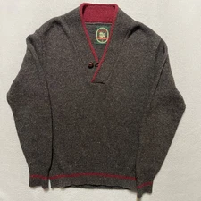 Vintage Alps Wool Sweater Rugged Outdoors Men Medium Brown Pullover Wood Button