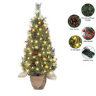 3 FT Christmas Tree, Pre-Lit Christmas Tree with 78 LED Lights White Decoration