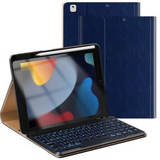 PU Leather Keyboard Case for iPad 9th/8th/7th Gen 10.2 Inch, iPad Air 3rd Gen...