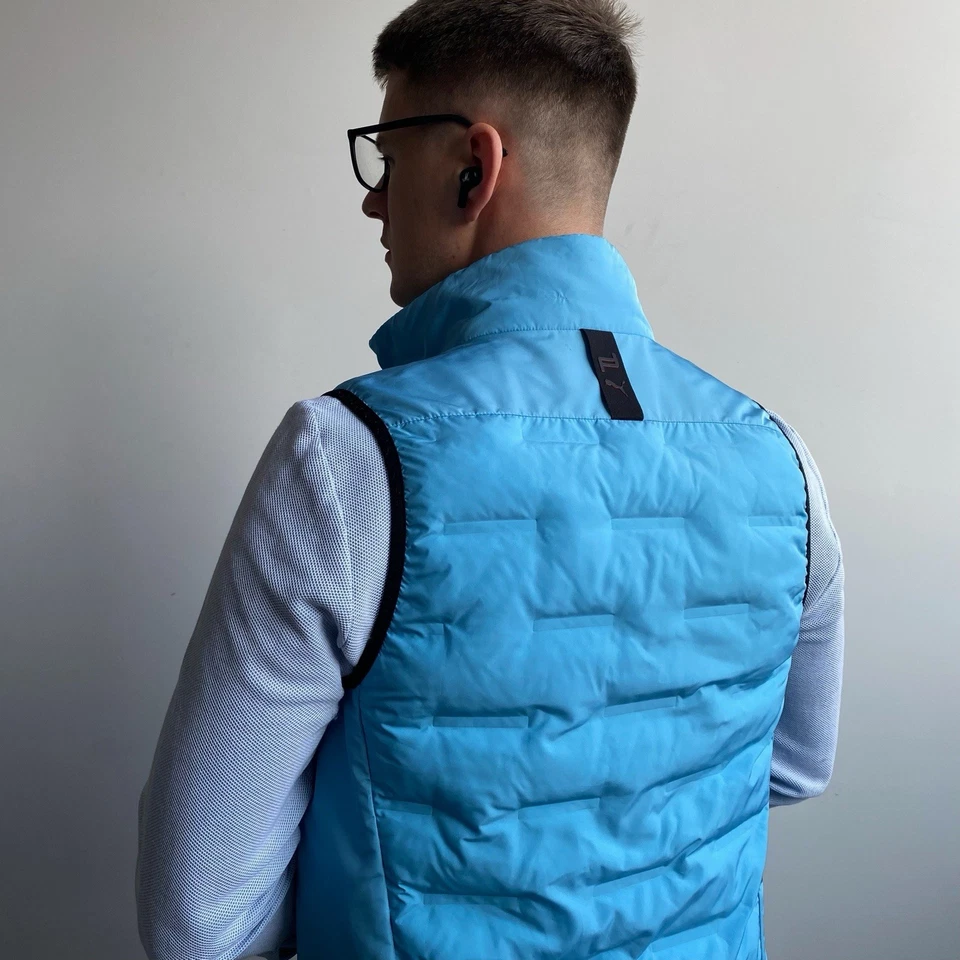 Puma Porsche Design Men’s Puffer Light Down Vest Blue Size S - Image 4 of 4