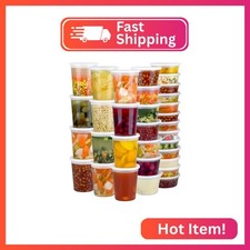 60 Sets 120-Piece Deli Containers with Lids, 32/16/8 oz X 20 Set Each