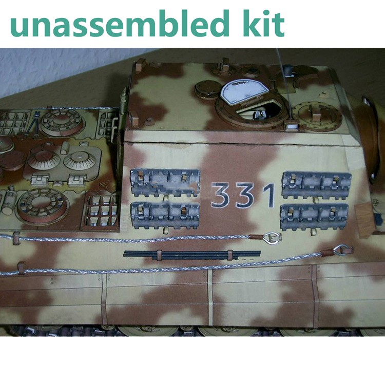 1/25 WWII Jagdtiger Heavy Tank Destroyer Paper Model Military Scene Unassembled