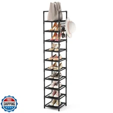 LANTEFUL Tall Narrow Shoe Rack for Entryway, 10-Tier Sturdy Metal Shoe Shelf 