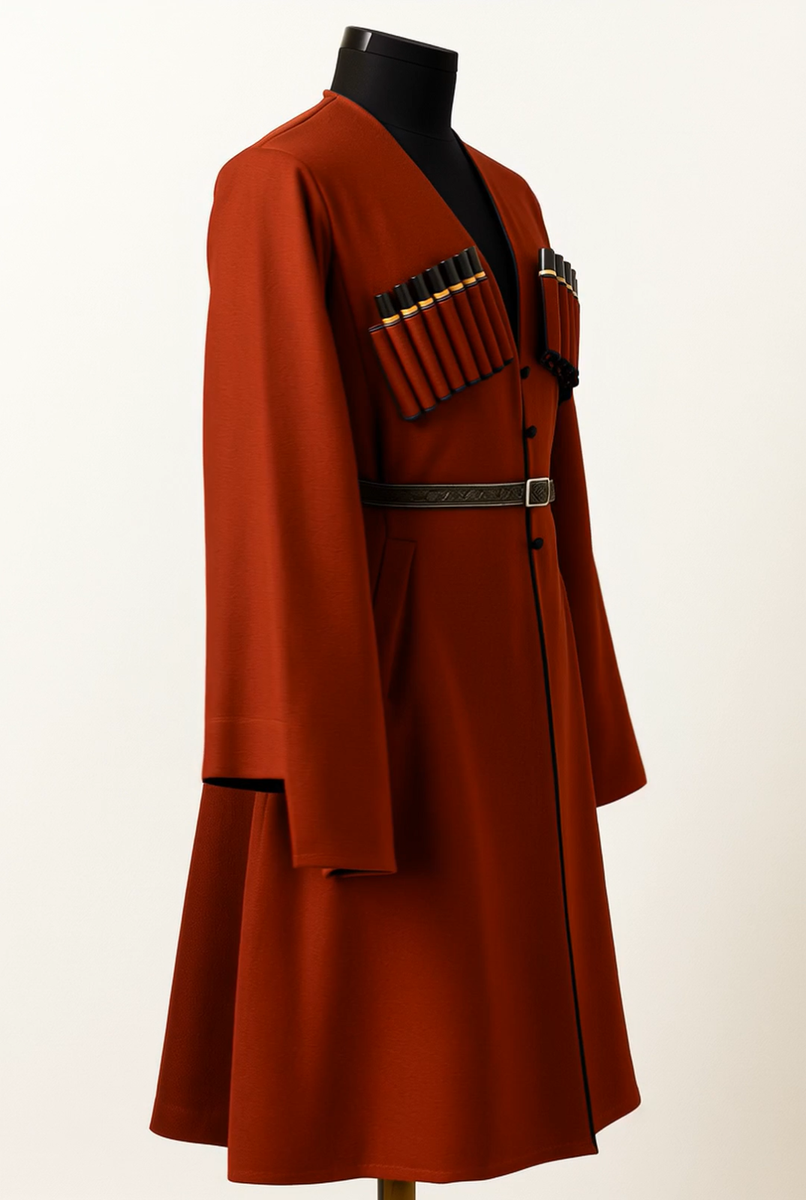 Red Wool National Costume Georgian Chokha Cherkeska Dance Without