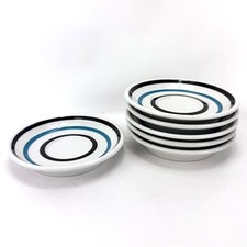 Shenango China Plates 6" Restaurant Ware Rimmed Set of 6 Blue Black Stripe