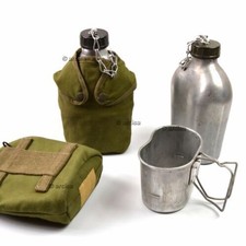 Original Franz&ouml;sische Armee Feldflasche 1,2L mit Becher und Tasche Surplus