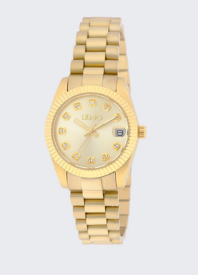 Liu Jo Damenuhr Timeless Etui PVD Gelbgold mit Kristallen TLJ2484 50mt