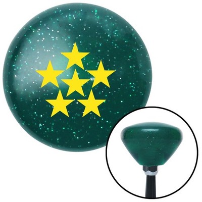 Yellow 6 Star Formation Green Retro Metal Flake Shift Knob w/ M16x1.5 Insert