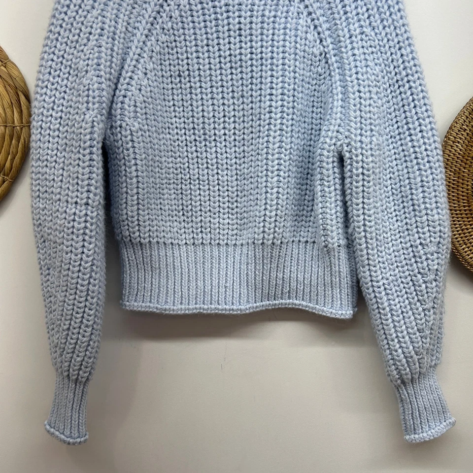H&M Bebé Azul Acogedor Grueso Tejido Pullover Cuello Alto Suéter XS Minimalista Invierno Foto 4 de 4