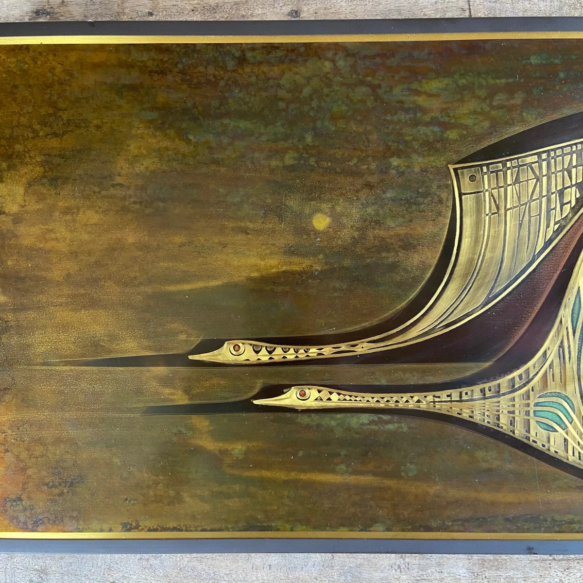 Brutalist Brass & Metal Wall Art Picture Rudy Lechleiter Canada Flying Geese '82