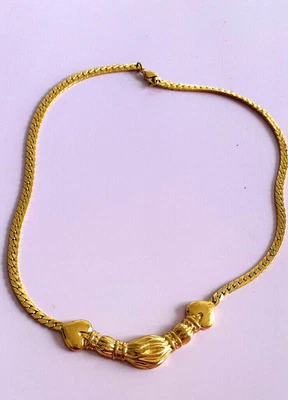 COLLIER MAIN/COEUR Maille serpent DORE a L'OR FIN Avon - Photo 1/2