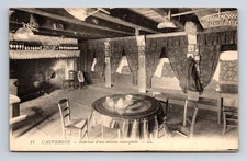 Interior of French Home in L'Auvergne France Maison Auvergnate Postcard