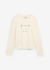 Langarmshirt Gr. 52/54 Wollweiß Graphisch Bedruckt Damenshirt Bluse Tunika Neu*