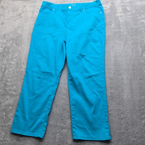 Chicos Platinum Crop Hose Türkis Blau Größe 2 Large Stretch 5-Pocket Cropped - Bild 2 von 16