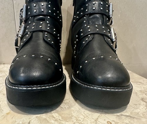 Schutz Caligas Black Studs Buckle Straps Ankle Boots Size 8.5 NWOB Platform Shoe - Picture 11 of 18