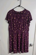 Old Navy Waist Defined Midi Dress XL Burgundy Lightweight Flutter Sleeves Flowy