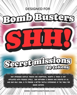 Bomb Busters Board Game Secret Missions 80 Token Acrylic Bundle Double Sided NEW