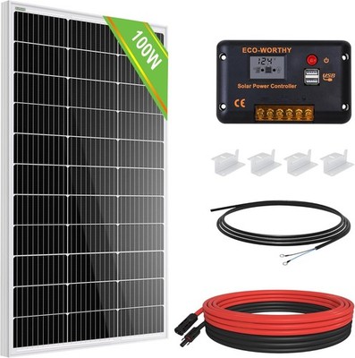 Eco-Worthy 12 Volt 100 Watt Solar Panel Kit With Cables and Mounting Hardware
