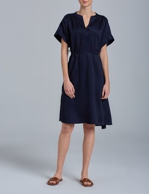 GANT Damen Kleid Lyocell Shift V-Ausschnitt 4503095 Blau Gr. L 40 Sommer