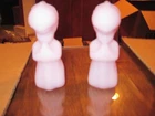 Vintage Fenton Satin Lavender Glass Praying Figurines