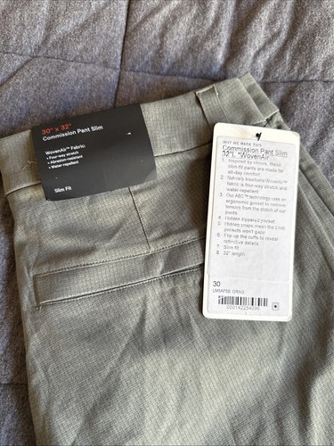Lululemon Commission Pant Slim 30x32 New With Tags Men’s 32 Workout Pants - Picture 2 of 5