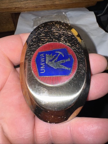 Vintage Old UMWA MINER Gold Belt Buckle Rare Fast Free Shipping - Picture 4 of 6