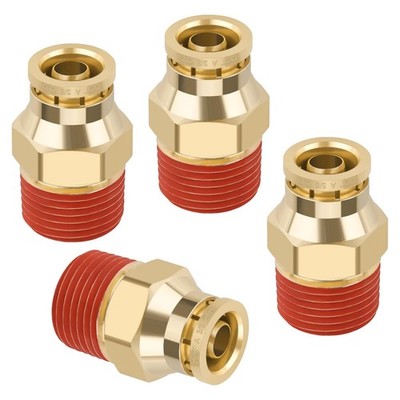 Boeray 3/8'' Quick Push to Connect Fittings 3/8''OD × 3/8''NPT Thread, Brass 