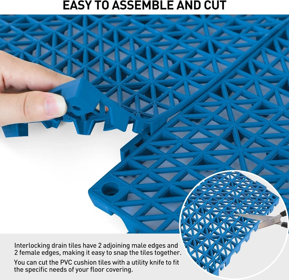 MAXWAVE 18 Pack 12" x Modular Interlocking Floor Mats, Soft PVC Blue  - Image 4 of 4