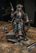Pirates of Caribbean Captain STL | Fantasy Pirate Figure for 3D Printing | Detai
