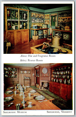 Shelburne Vermont 1956 Postcard Shelburne Museum Pewter Hat Fragrance
