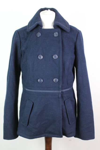 TOMMY HILFIGER Navy Double Breasted Coat size M Womens CE9321 TOMMY HILFIGER Navy Double Breasted Coat size M Womens CE9321