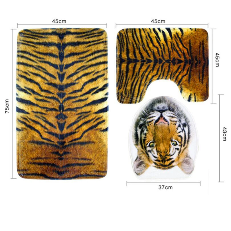 Badematte Badvorleger Badgarnitur Tigermuster Badteppiche WC-Vorleger Sets - Bild 2 von 4