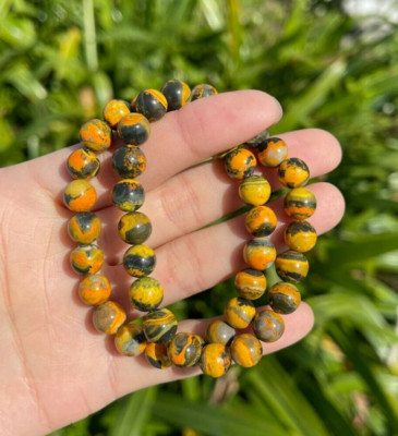 Bumblebee Jasper Beads Bracelet Handmade Stretch Bracelet Casual Crystal Jewelry