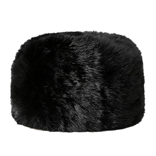 100% Real Rabbit Fur Hat Thicken Winter Warm Flat Top Cap Fashion Outdoor Men - Picture 8 of 24