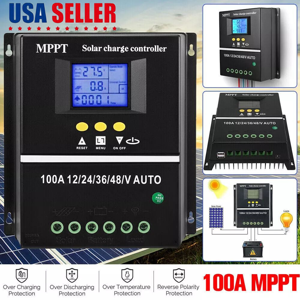 100A MPPT Solar Charge Controller 12V/24V/36V/48V PV Battery Regulator With LCD Display