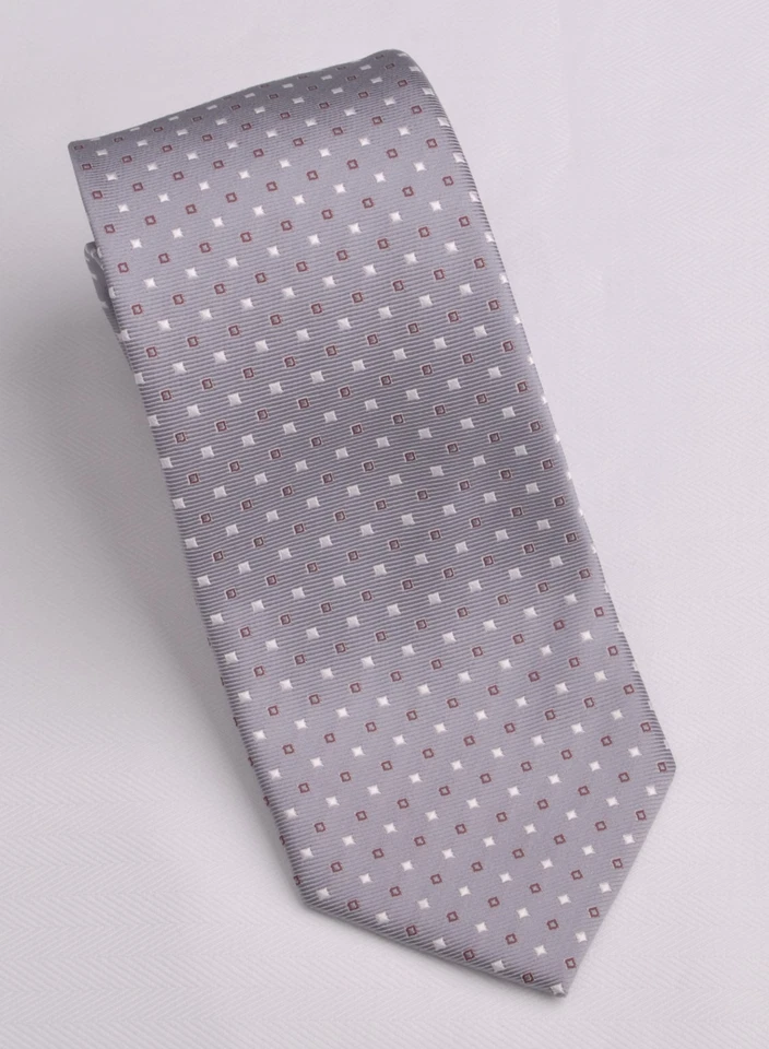 Corbata ajustada gris para hombre tachuelas de diamantes en contraste 3" tejido geométrico moda de lujo A+ Foto 4 de 4