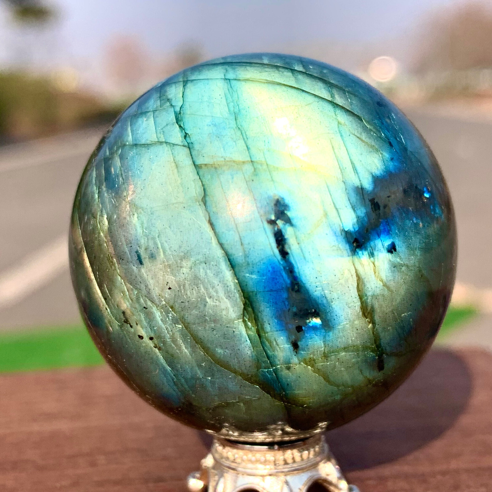 88G Natural Labradorite Quartz Crystal Healing Stone Specimen Ball