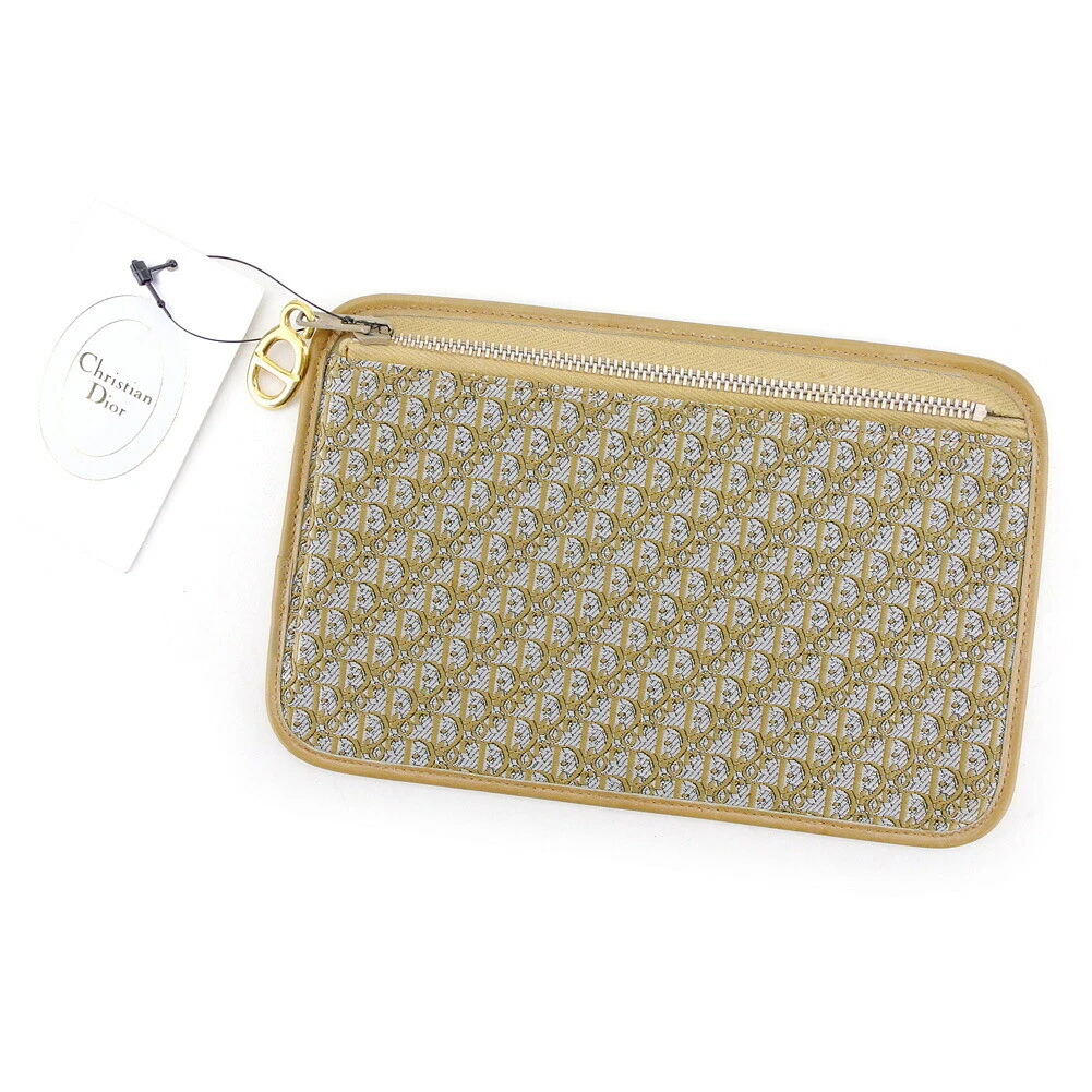Pochette Dior trotter beige gris or femmes hommes authentique T9533