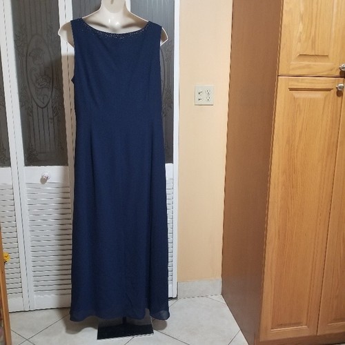 NINA MASSINI Ladies Beautiful Blue Beaded Dress - Size 24 - Picture 2 of 12