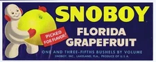 Snoboy florida grapefruit crate label, Lakeland Florida, snowman