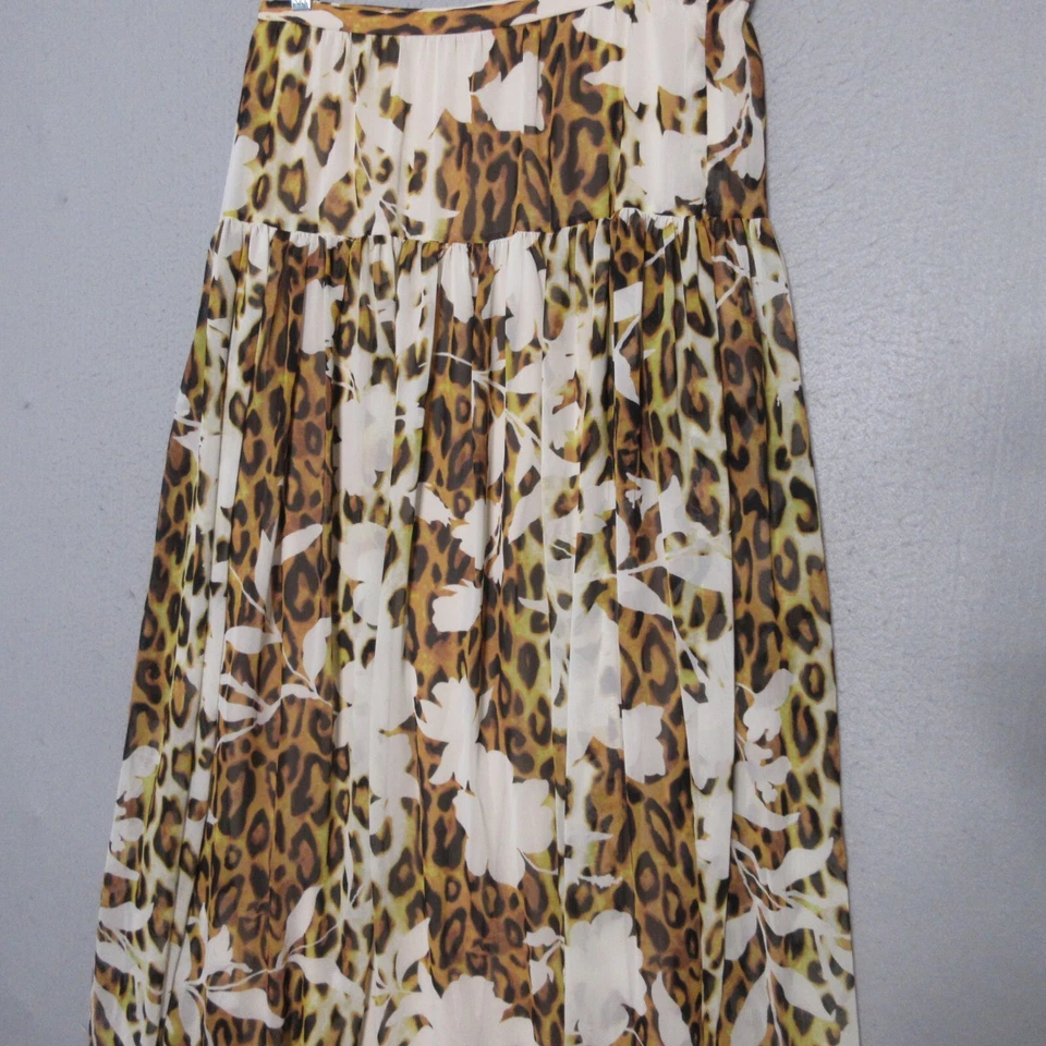Maxi Falda Boston Propia 12 Marrón Selva Leopardo En Niveles Fluida Playa Vacaciones Foto 3 de 4