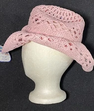 NWT Run A Muck Pink Paper Straw Cowboy Women's Hat Size Small New!