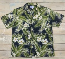 Vintage RJC Floral Print Tropical Hawaiian Aloha Shirt Size L USA Made